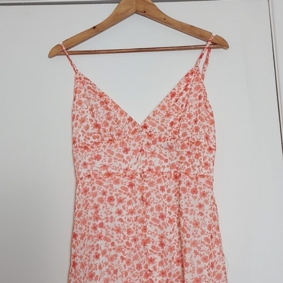 NEW Lulus Total Radiance Maxi Dress Ivory Floral Button-Front Orange Small - Picture 4 of 16